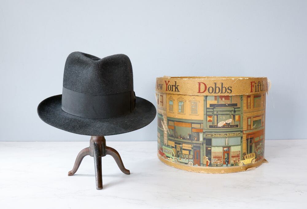 VTG 30s Dobbs Men Fur Felt Fedora Hat Box Game Bird Mixtures Academia Retro MCM
